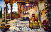 european vineyard oil painting